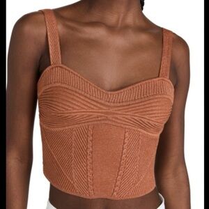 Retroféte Geneva Rib Knit Crop Top Brown Shimmer Size Small – NWT